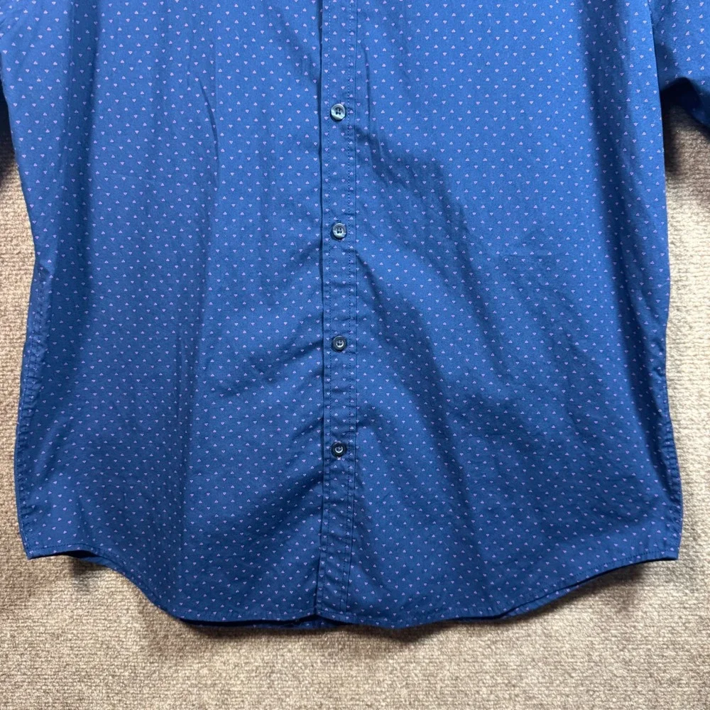 Beverly Hills Polo Club Button Down XL Short Sleeve Geometric Navy Blue